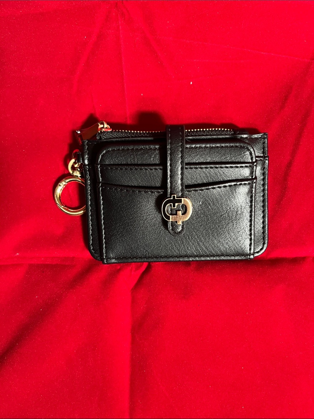 Time and Tru Black Card & Key Holder with Gold Hardware